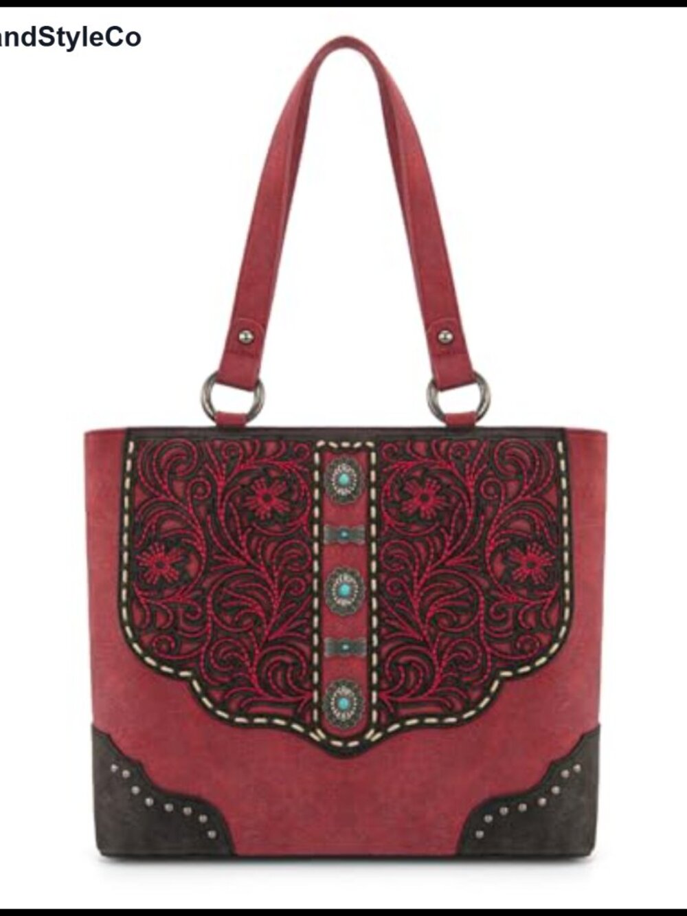 Western Tote Bag Embroidered Floral Shoulder Purse Multiple Compartments